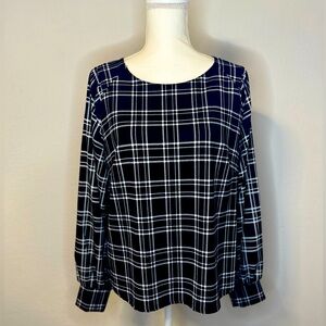 Melloday Black & White 🖤🤍 long sleeve checked top Size L